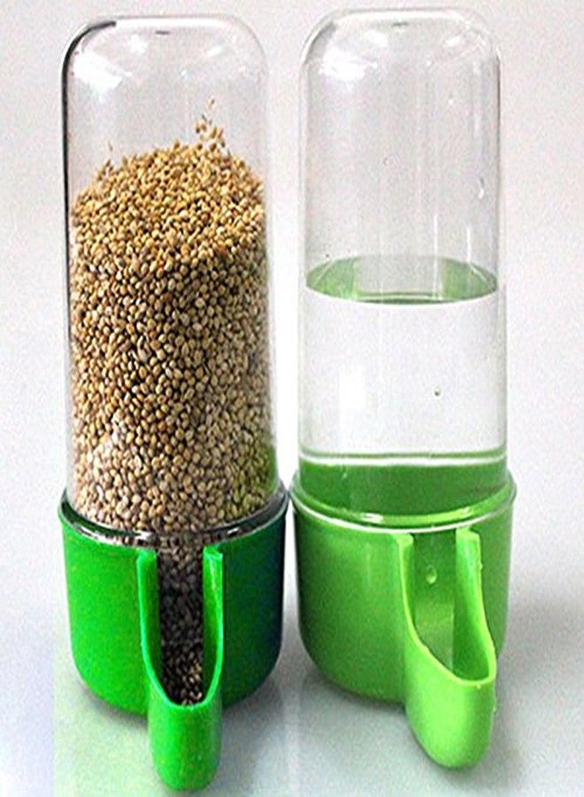 سايج سكوير موزع طعام وبذور وماء على شكل أنبوب مع صينية قابلة للإزالة - لا انسكاب ولا فوضى (أخضر) (عبوة من قطعتين) - Image 2